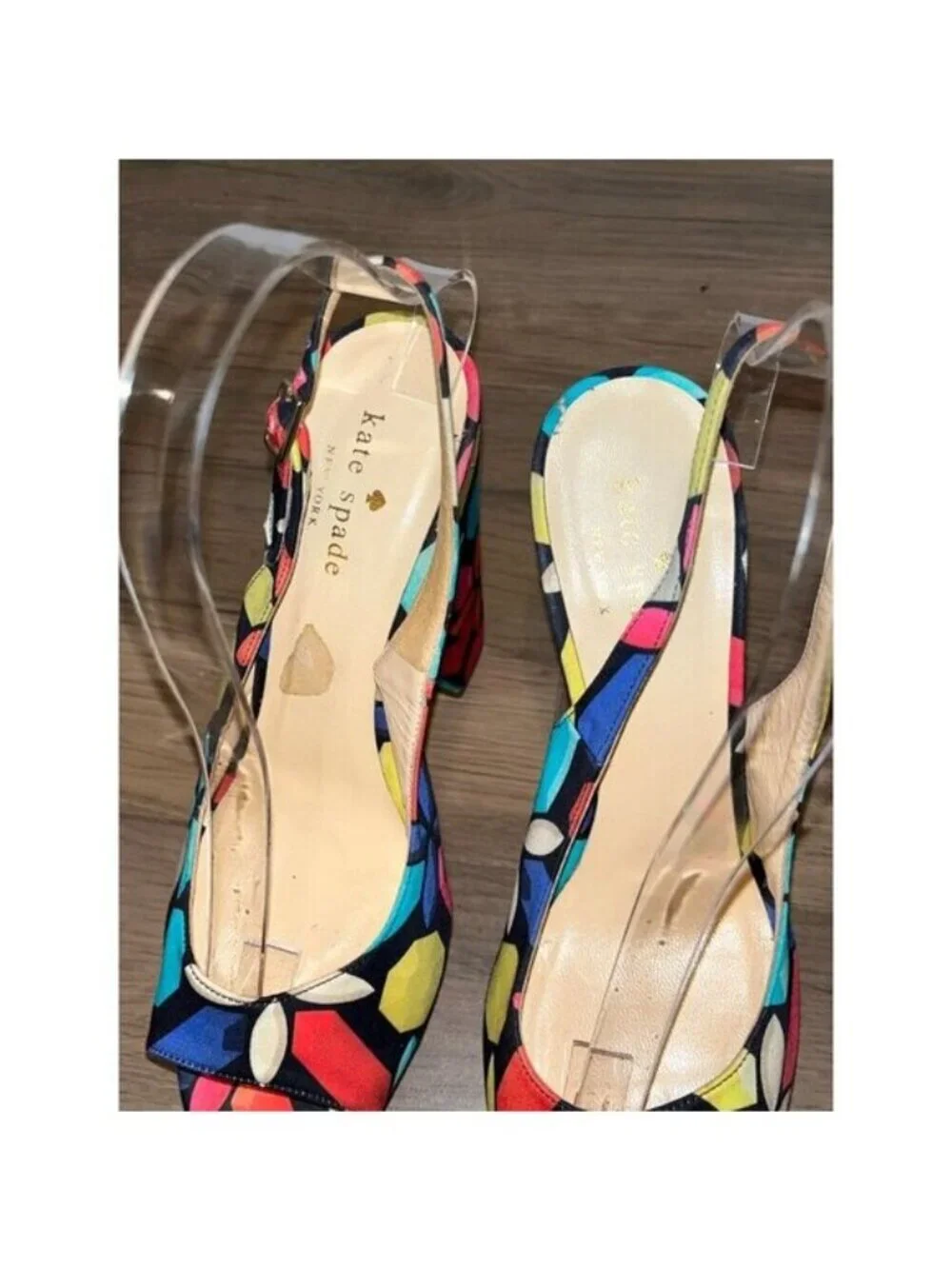 Kate Spade Multicolour Slingback Platform Heels Peep Toe Sandel Women's Size 7.5
